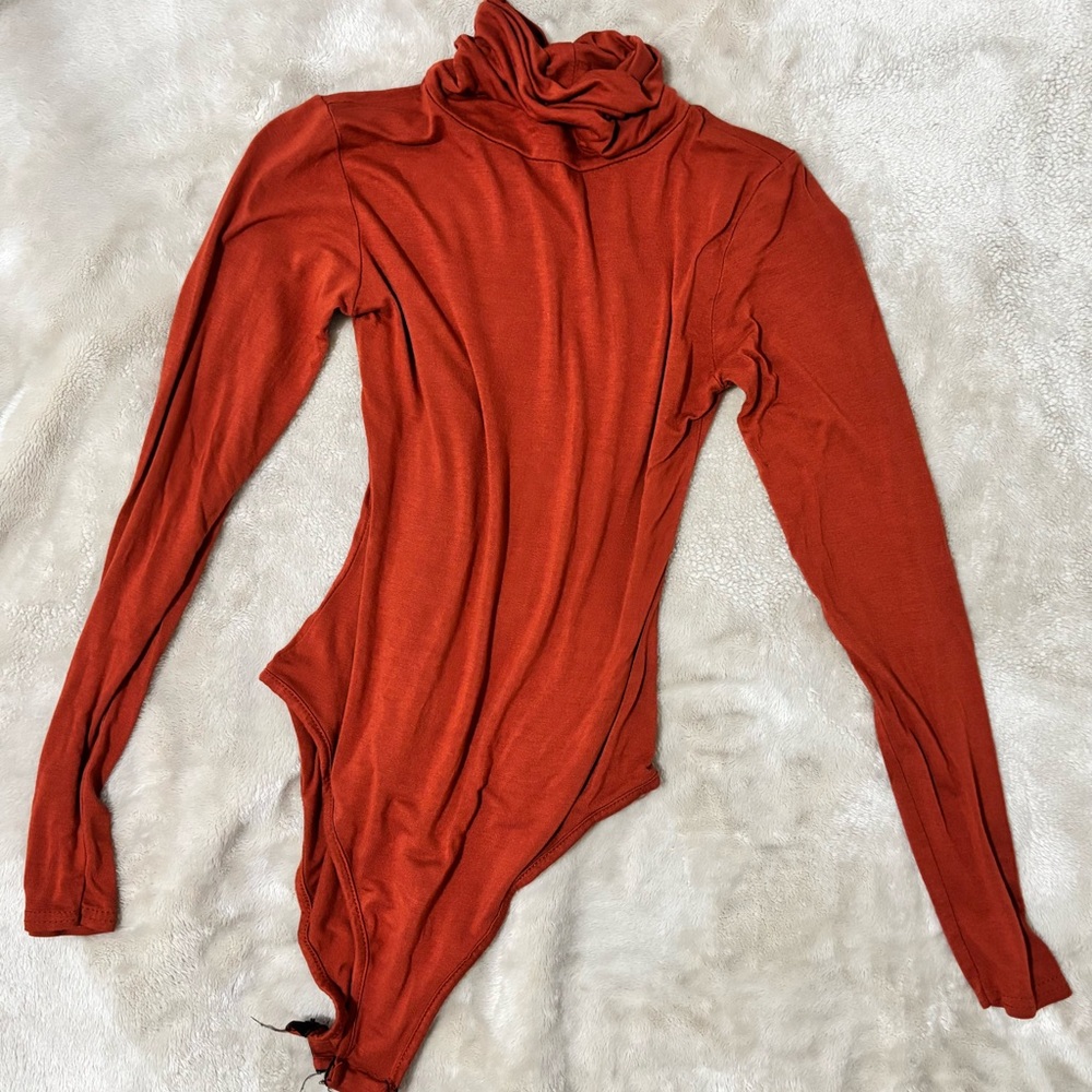 Nasty Gal Burnt Orange Turtleneck Bodysuit